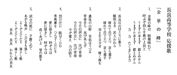 長良高等学校 応援歌　「金華の峰」